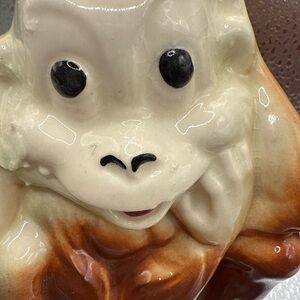 MCM Ceramic Monkey Decor - Cream and Brown ceramic planter